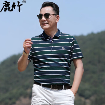 鹿竹 短袖 男士T恤 墨綠 