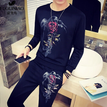 富貴鳥(niǎo)（FUGUNIAO） 短袖 男士T恤 08黑色套裝 