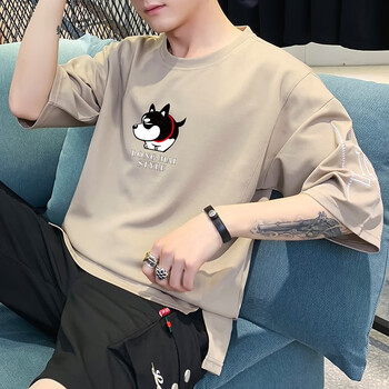 艾以純森（AIYICHUNSEN） 五分袖 男士T恤 599卡其色 