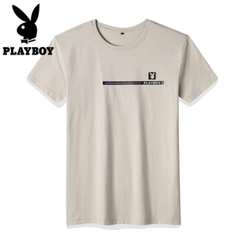 花花公子（PLAYBOY） 短袖 男士T恤 卡其(124) 