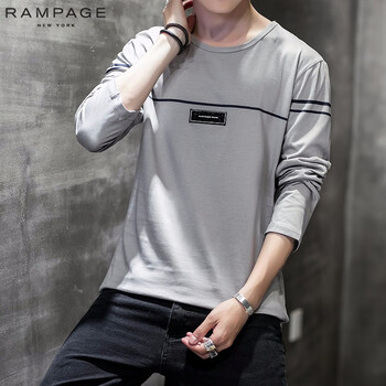 RAMPAGE 長袖 男士T恤 灰色 