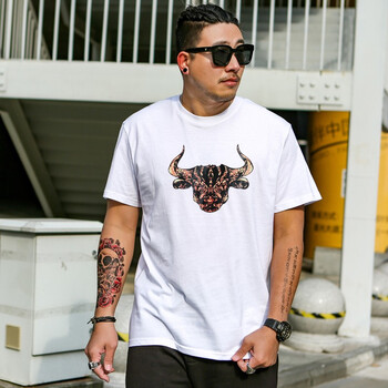 傲信鳥 短袖 男士T恤 牛白色 XL，4XL，5XL，L，XXL，XXXL，M