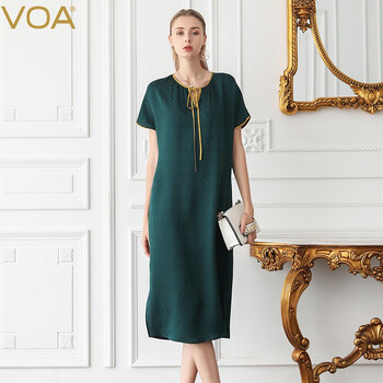 VOA 純色 褶皺，綁帶，提花 連衣裙
