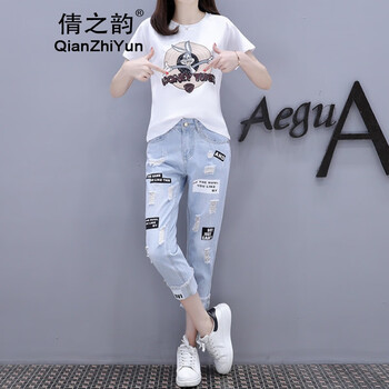 倩之韻（qianzhiyun） 高腰 蘿卜褲 女 九分褲 牛仔褲