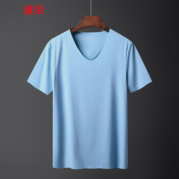 謙陌 短袖 男士T恤 淺藍 