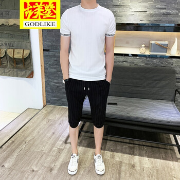 古萊登（GODLIKE） 短袖 男士T恤 白色--(男式青年潮人新款個(gè)性帥氣潮牌休閑裝全套) 