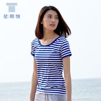 星期悅（Weekyue） 短袖 男士T恤 藍(lán)色—女裝 