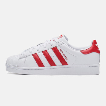 阿迪達(dá)斯（adidas）板鞋BD7420亮白+淺猩紅 