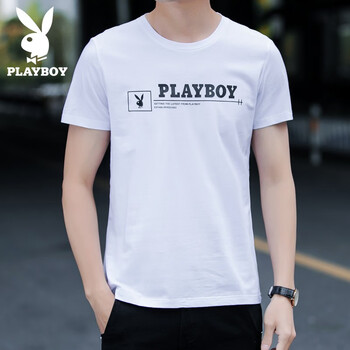 花花公子（PLAYBOY） 短袖 男士T恤 H36091白色 