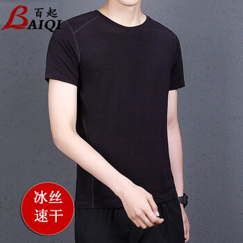 百起（baiqi） 短袖 男士T恤 酒紅色 