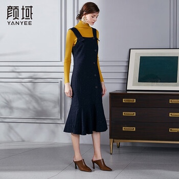 顏域（YANYEE） 純色 背帶 連衣裙