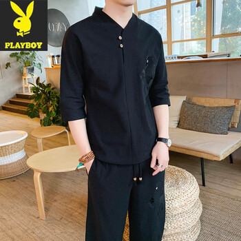 花花公子（PLAYBOY） 短袖 男士T恤 115黑 