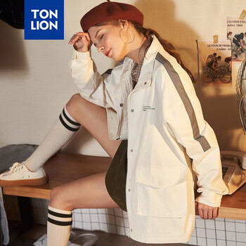 唐獅（TonLion） 立領(lǐng) 長袖 女 短外套 印花