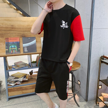 C2潮朝 短袖 男士T恤 TZ122黑色紅袖 