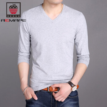 AEMAPE 長(zhǎng)袖 男士T恤 V領(lǐng)-灰色 