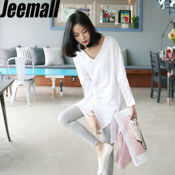 Jeemall 拉鏈，立體裁剪 短袖 T恤 女 V領(lǐng)