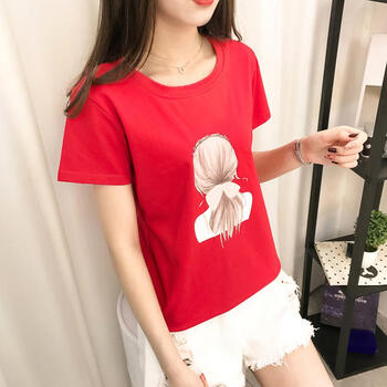 卡通紅色女t恤