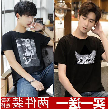 凌登（LingDeng） 短袖 男士T恤 沙皮狗黑 三角貓黑 