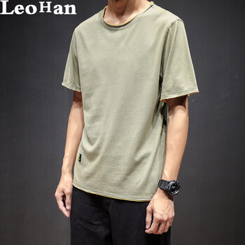 LeoHan 短袖 男士T恤 淺綠色 