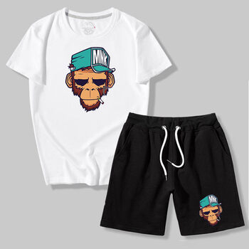 低調的依戀 短袖 男士T恤 白色短袖+黑色短褲 MT114 