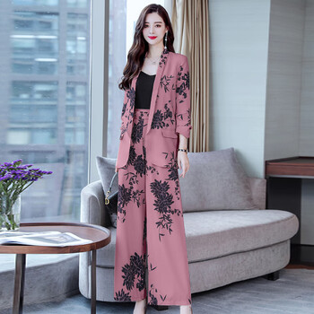 女春秋套裝闊腿褲