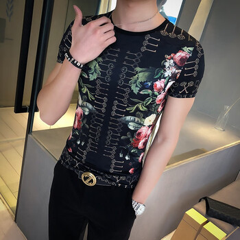 瑾丹（JOMDARM） 短袖 男士T恤 玫瑰花 