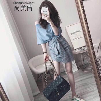 尚美倩（shangmeiqian） 格子 不規(guī)則 連衣裙