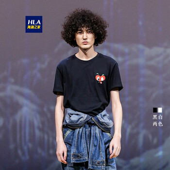 海瀾之家（HLA） 短袖 男士T恤 黑色花紋(DY) 