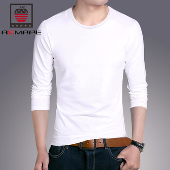 AEMAPE 長(zhǎng)袖 男士T恤 圓領(lǐng)-白色 