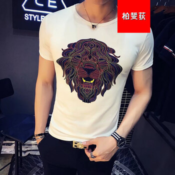 柏斐荻（BYPHYTEE） 短袖 男士T恤 獅頭短袖 白 