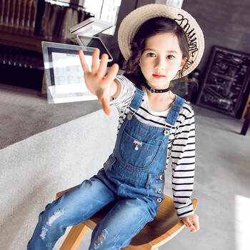 女童磨毛牛仔褲