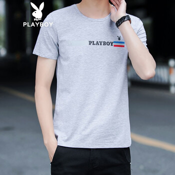 花花公子（PLAYBOY ESTABLISHED 1953） 短袖 男士T恤 灰色H36095 