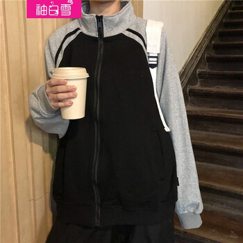 袖白雪  長袖 女 短外套 撞色