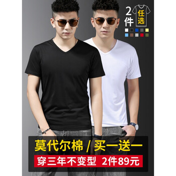 賓色（BINSE） 短袖 男士T恤 V領(lǐng)黑 V領(lǐng)白(雙件) 