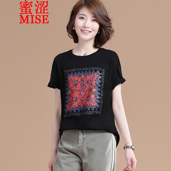 蜜澀（MISE） 印花 短袖 T恤 女 圓領(lǐng)