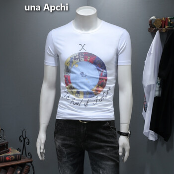 una Apchi 短袖 男士T恤 白色 XL，4XL，L，M，XXL，XXXL