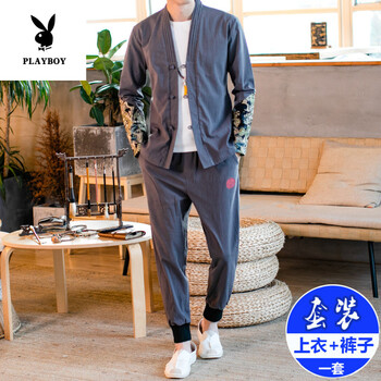 花花公子（PLAYBOY ESTABLISHED 1953） 長(zhǎng)袖 男士T恤 1917灰色 