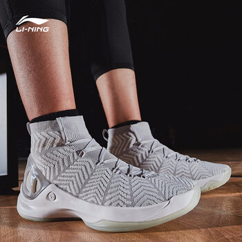 李寧（LI-NING）籃球鞋微晶灰/標準白 