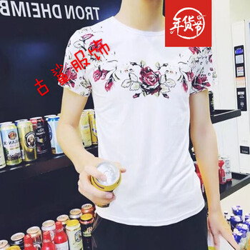 尊尚鳥 短袖 男士T恤 新款紋身花藤 