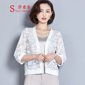 莎意圣（SHAYISHENG）  七分袖 女 短外套 鏤空，蕾絲，紗網(wǎng)