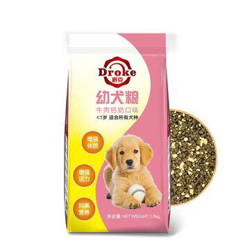 爵克（Droke） 雞肉口味幼犬狗糧 奶酪粒鈣奶雙拼糧*1