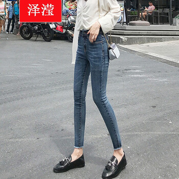 澤瀅 高腰 鉛筆褲/小腳褲 女 九分褲 牛仔褲