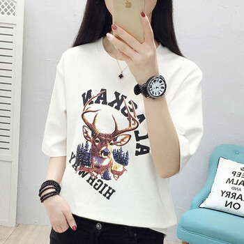 簡(jiǎn)約印花短袖，微胖女神的小心機