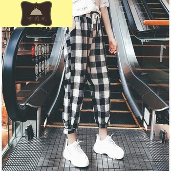 黑白格子女褲九分