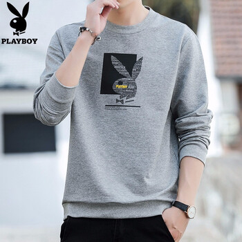 花花公子（PLAYBOY） 長(zhǎng)袖 男士T恤 H303淺灰 