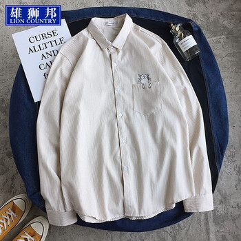 雄獅邦（XIONGSHIBANG） 長(zhǎng)袖 男士T恤 卡其色 