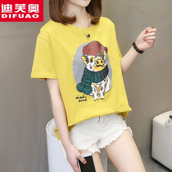 迪芙奧（Difuao） 3D，印花，燙畫(huà) 短袖 T恤 女 圓領(lǐng)