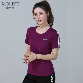摩力克（MOLIKE） 繡花 短袖 T恤 女 圓領(lǐng)