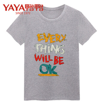 鴨鴨（YAYA） 短袖 男士T恤 灰色  萬(wàn)事具備 