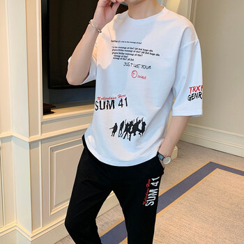 C2潮朝 七分袖 男士T恤 B208白色 